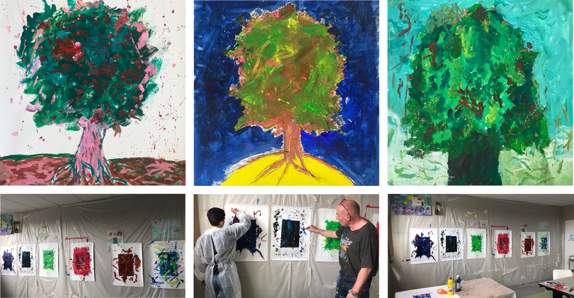 photos des peintures réalisées pendant l'atelier