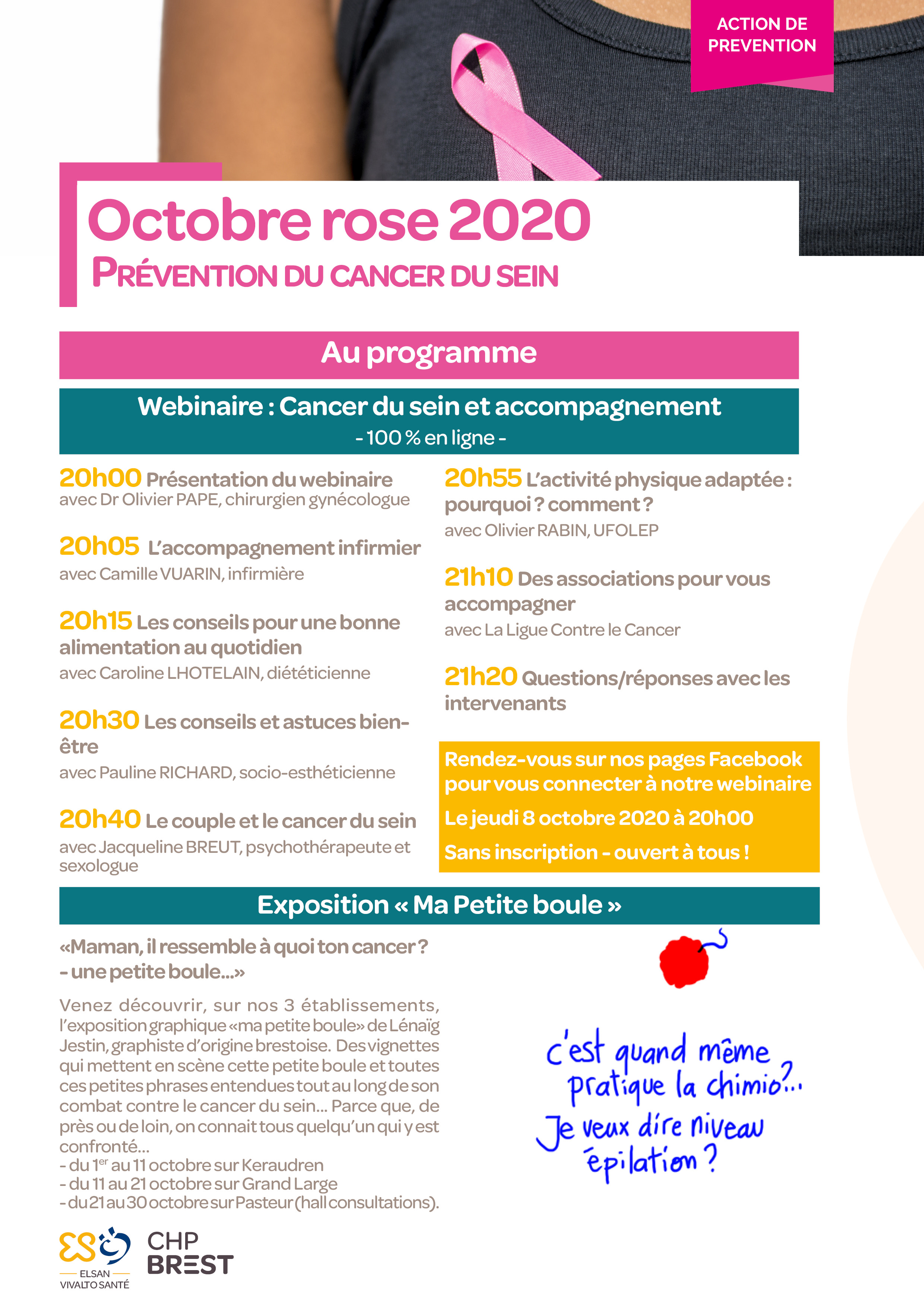 Programme octobre rose 2020 - Brest - CHP Brest - Cancer du sein
