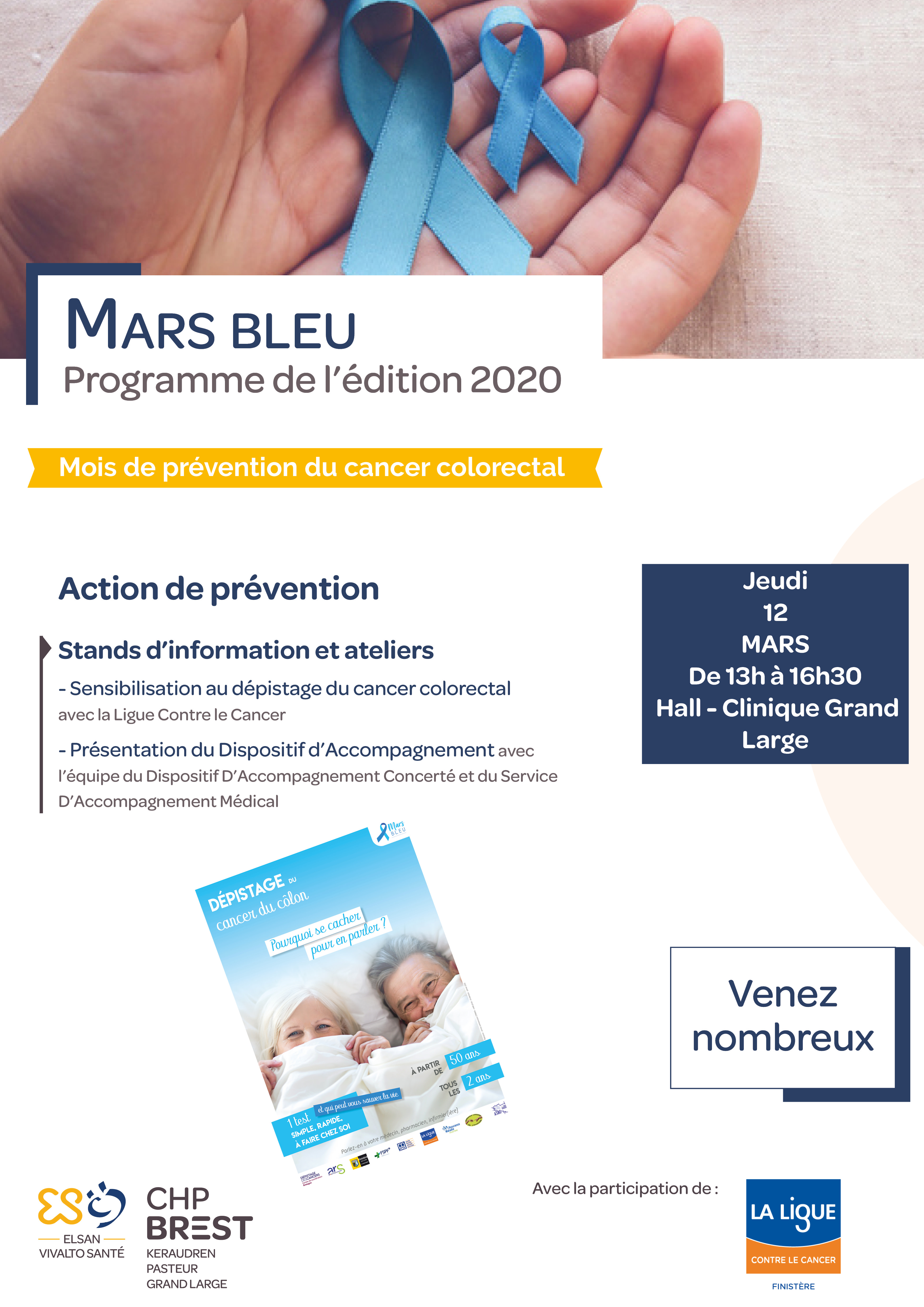  Mars ​Bleu 2020 - Cancer colorectal - Brest - CHP Brest - Grand Large