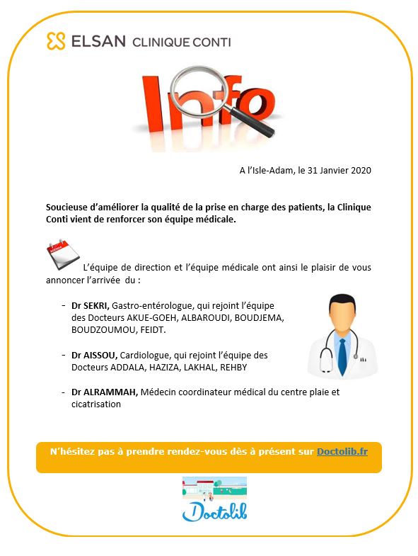 Arrivée nouveaux praticiens