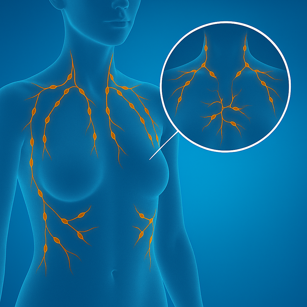 illustration des ganglions dans le corps humain pour opération para Robot Da Vinci 
