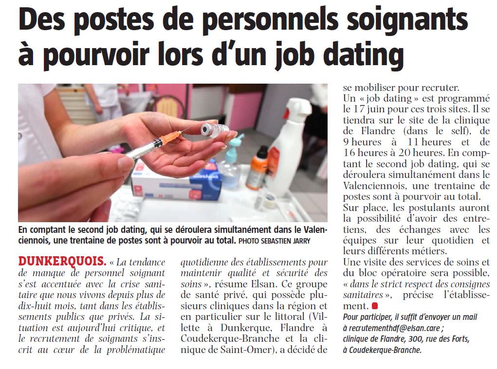 Des postes de personnels soignants à pourvoir lors d’un job dating