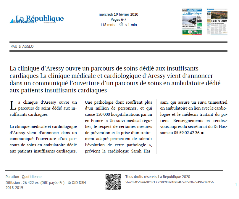 Parcours de soins ambulatoire patients insuffisants cardiaque