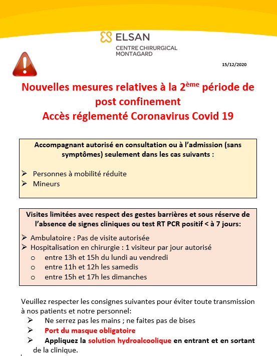 Accès réglementé Coronavirus Covid 19