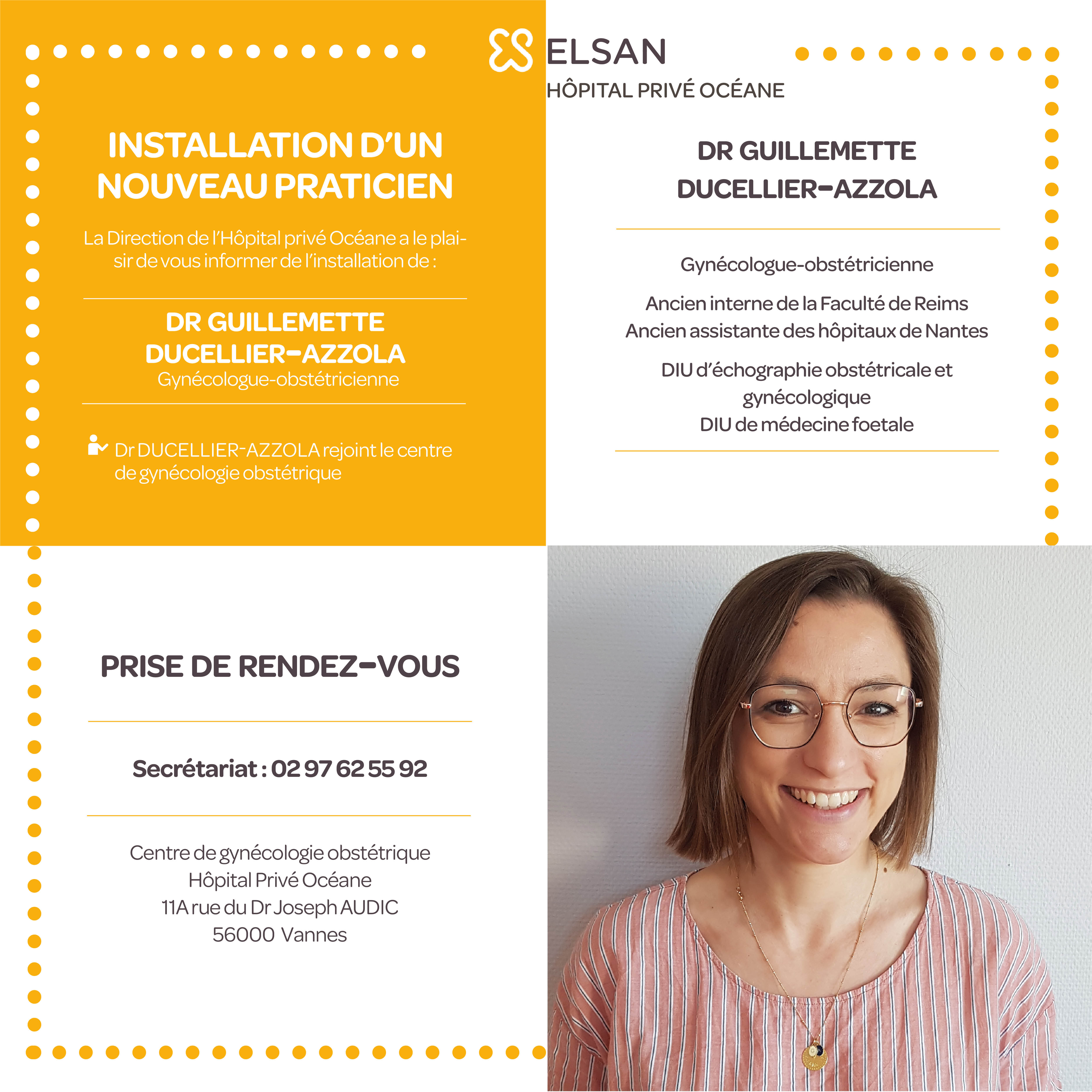 Dr DUCELLIER AZZOLA Guillemette, gynécologue-obstétricienne, Hôpital privé Océane, Vannes