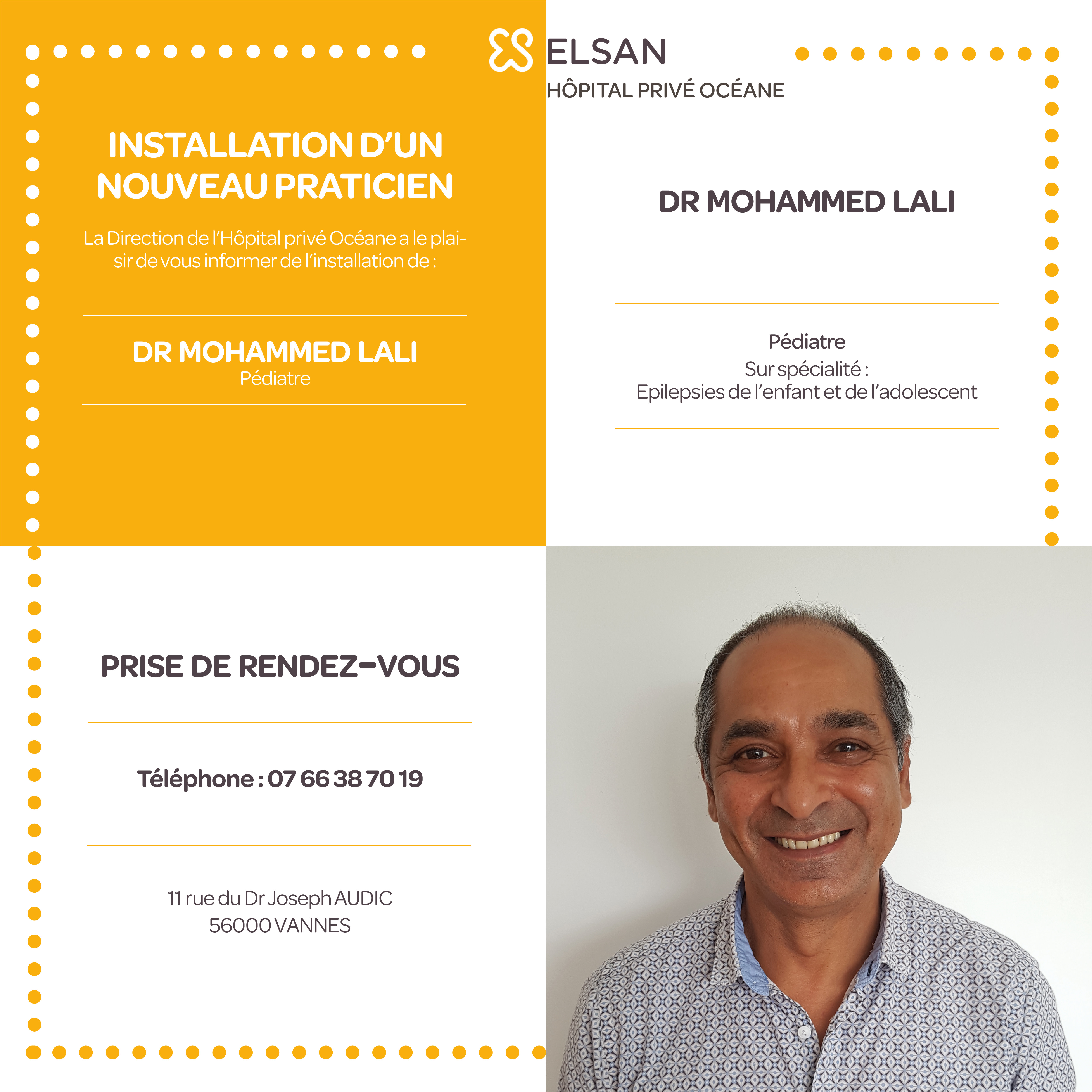 Dr Mohammed Lali, pédiatre, vannes, Hôpital Privé Océane