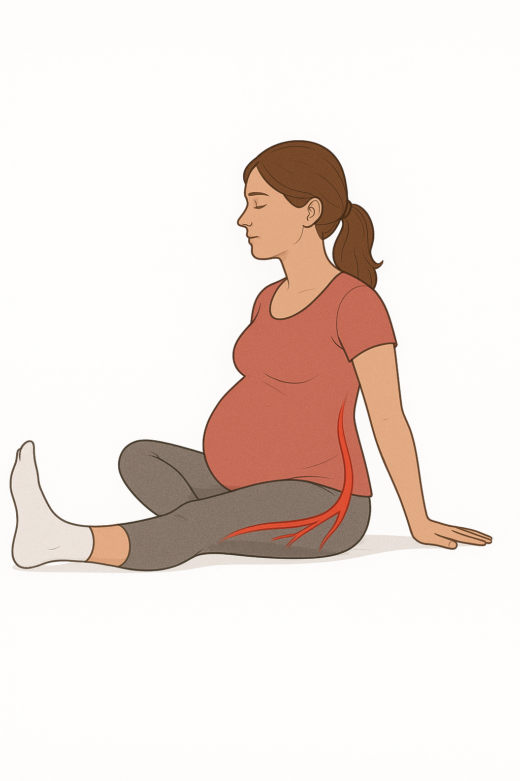 illustration femme enceinte avec une sciatique qui fait quelques étirements