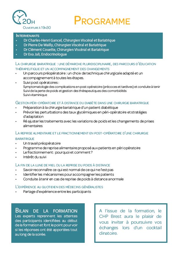 Programme soirée DPC chirurgie bariatrique CHP brest - Keraudren