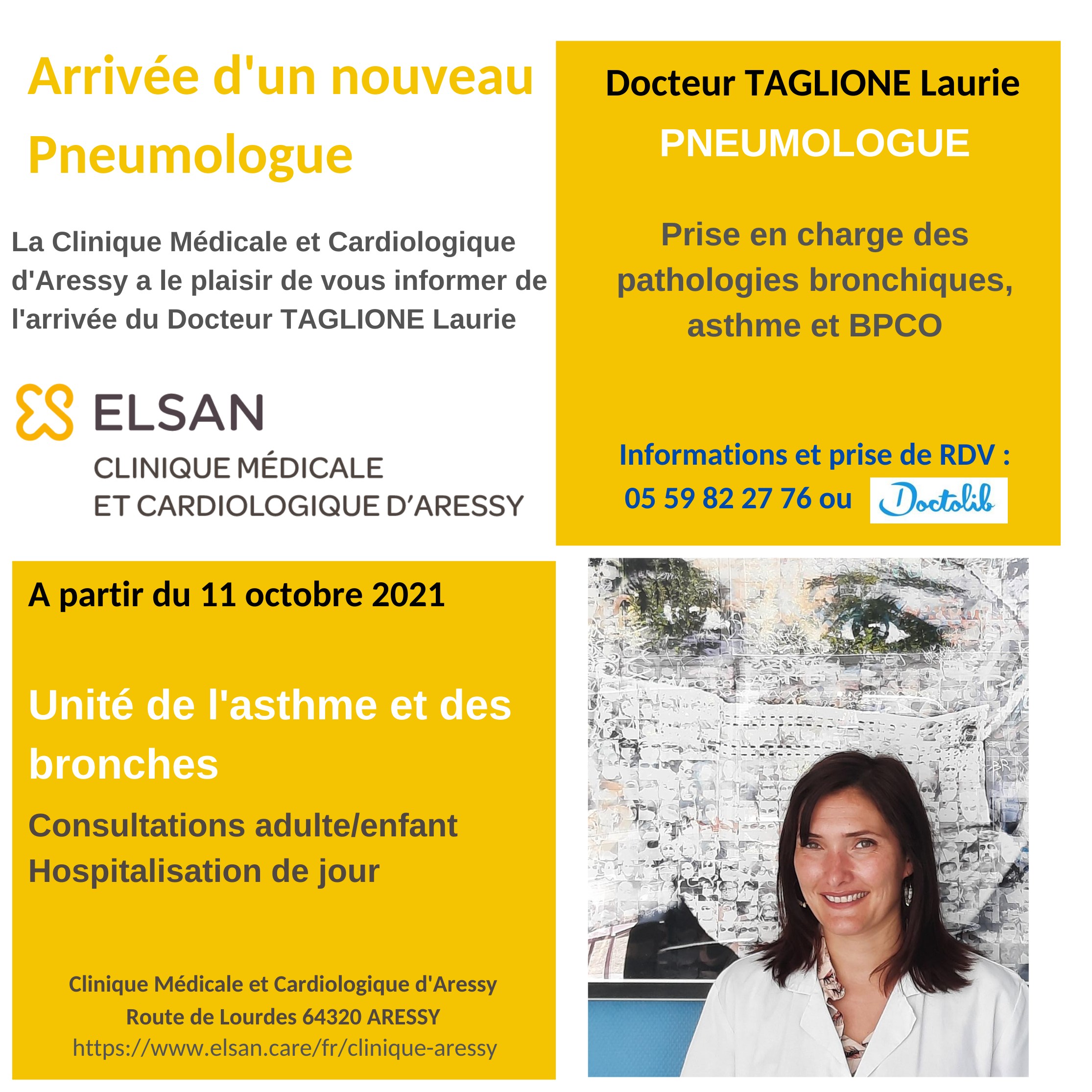 Arrivée d'un nouveau Pneumologue sur la clinique d'Aressy Elsan