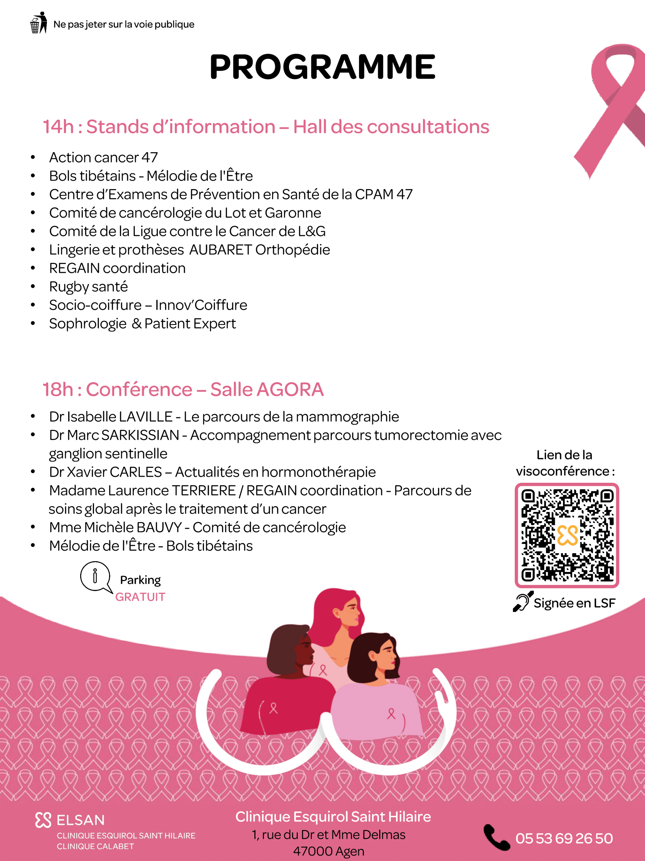 programme journée octobre rose clinique esquirol saint hilaire