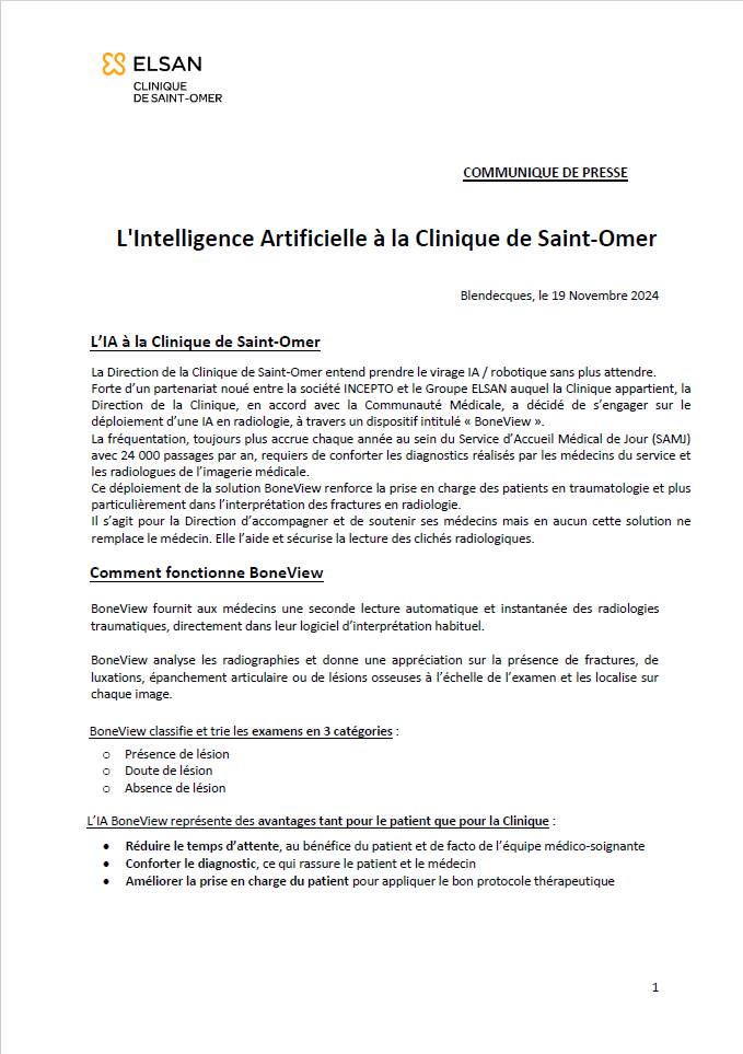 CP l'IA à la Clinique de Saint-Omer