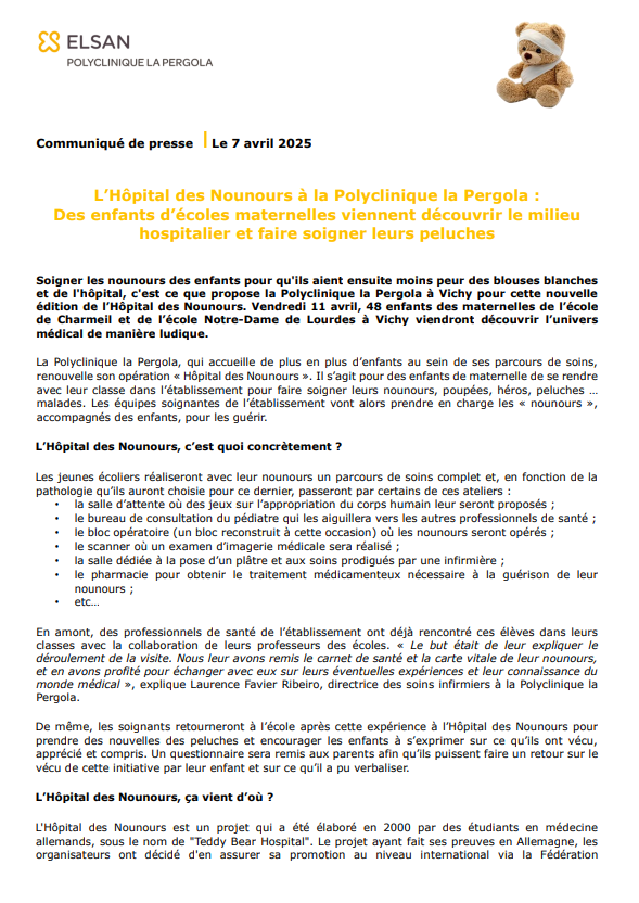 L’Hôpital des Nounours à la Polyclinique la Pergola