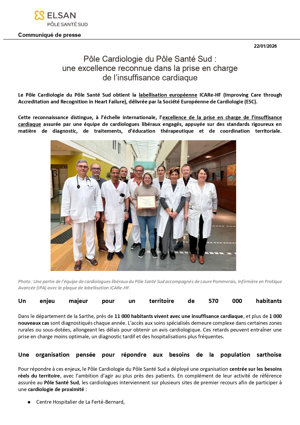 CP Pôle Cardiologie du Pôle Santé Sud : une excellence reconnue dans la prise en charge  de l’insuffisance cardiaque