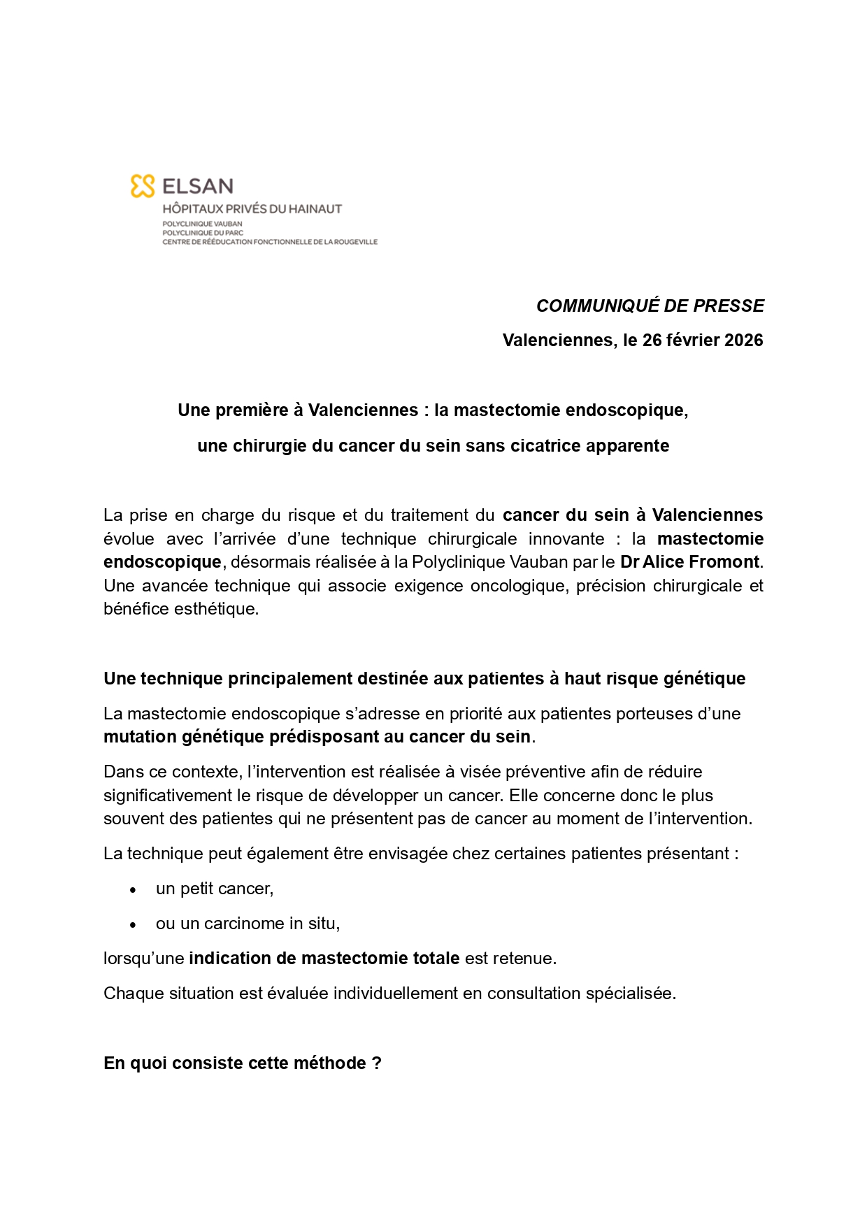 CP mastectomie endoscopique