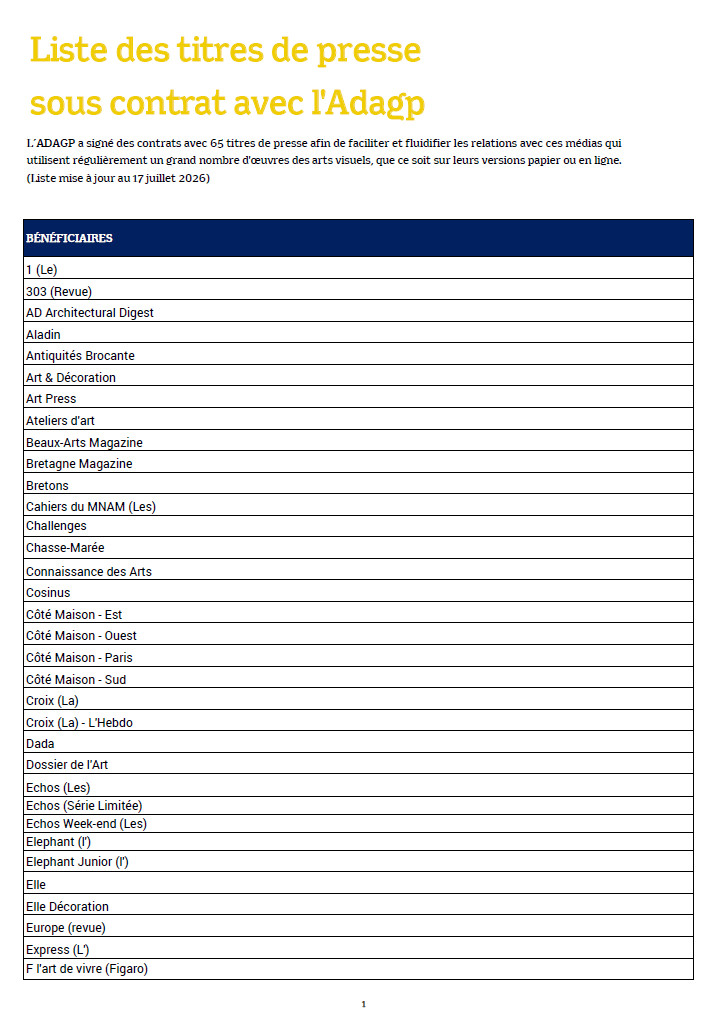 Liste contrats presse