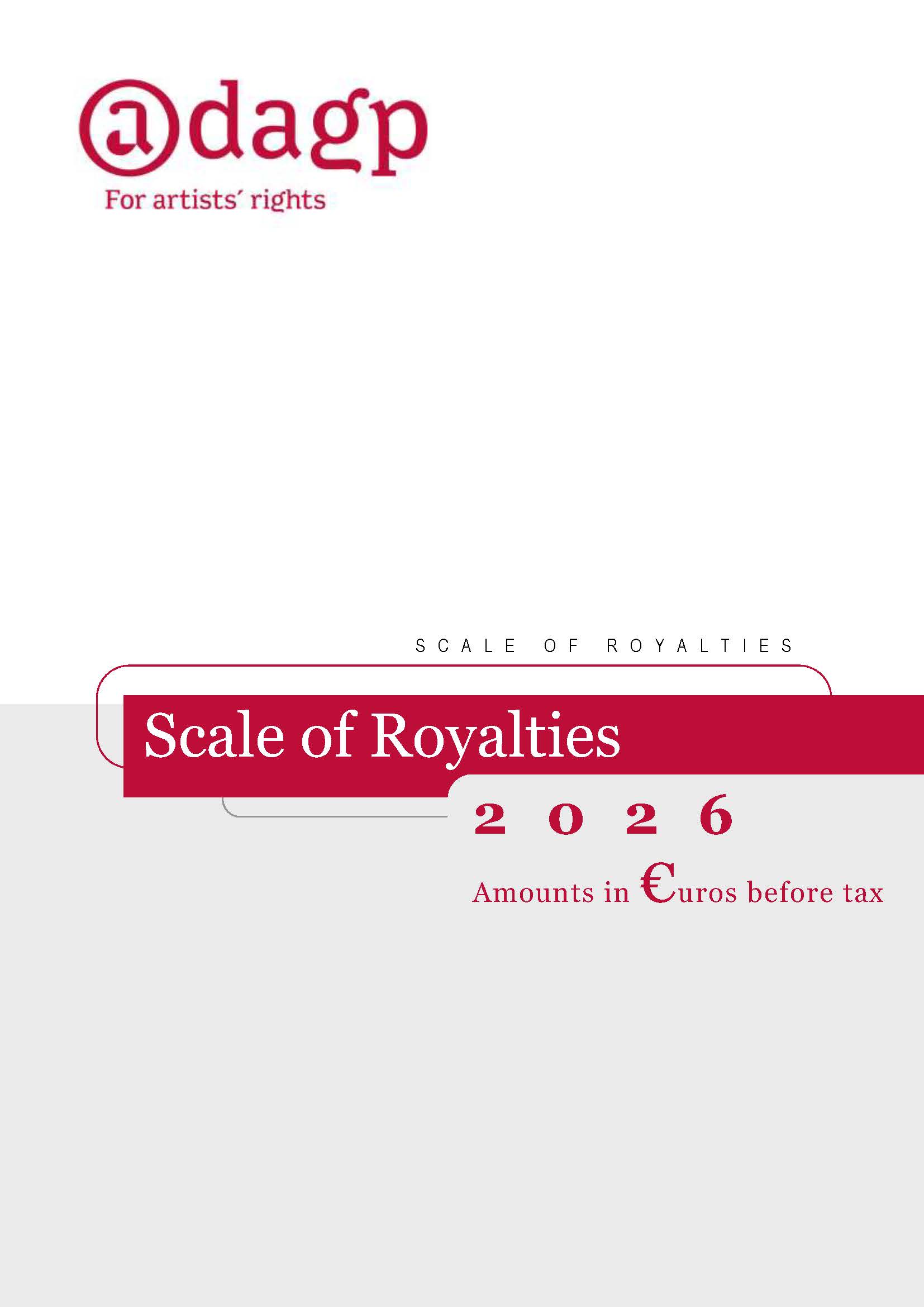 Cover Scale of Royalties 2026 ADAGP