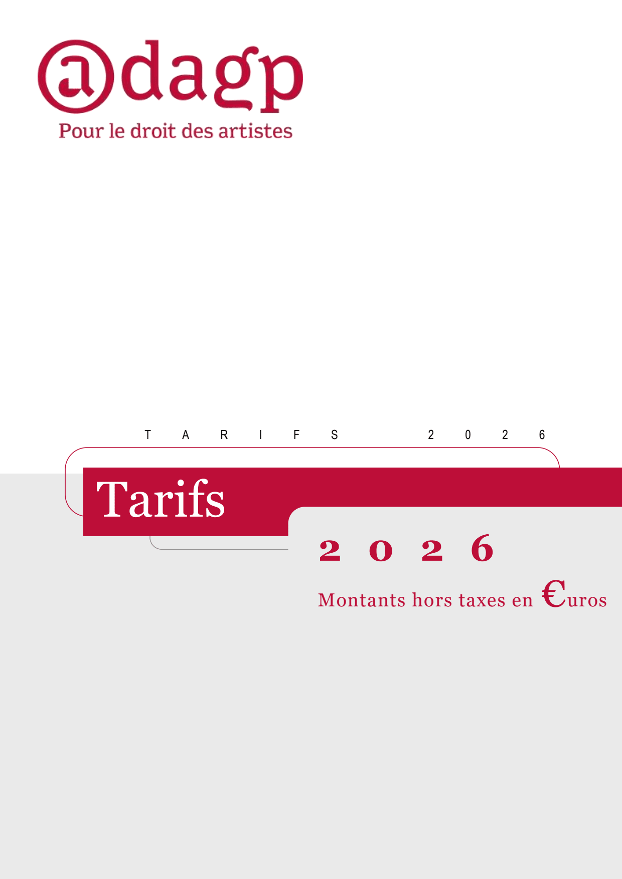 Couverture Tarifs 2026 ADAGP