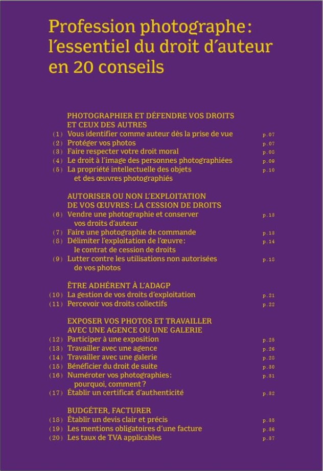 brochure 20 conseils aux photographes