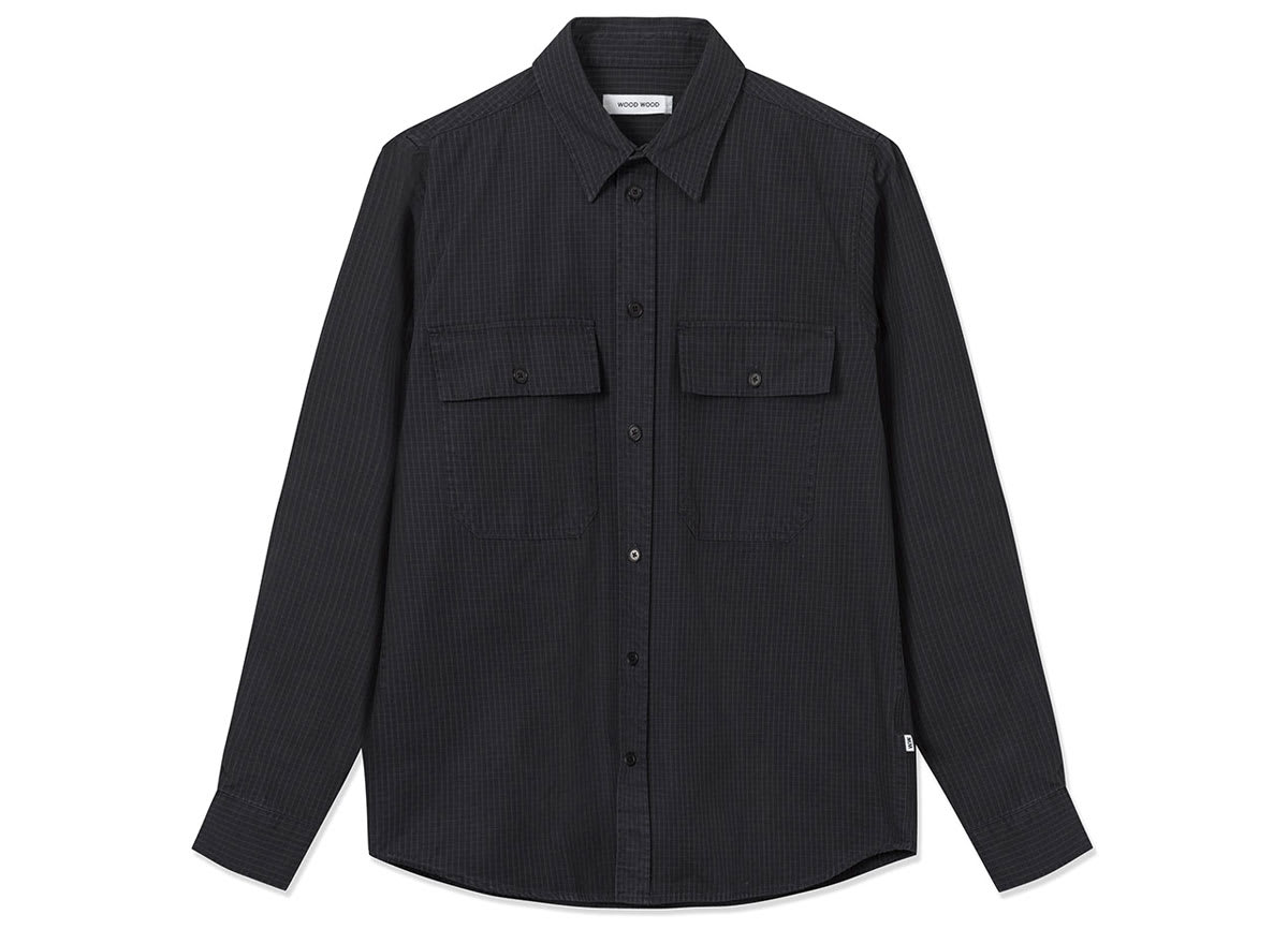 Wood Wood Avenir Crispy Check Shirt Black