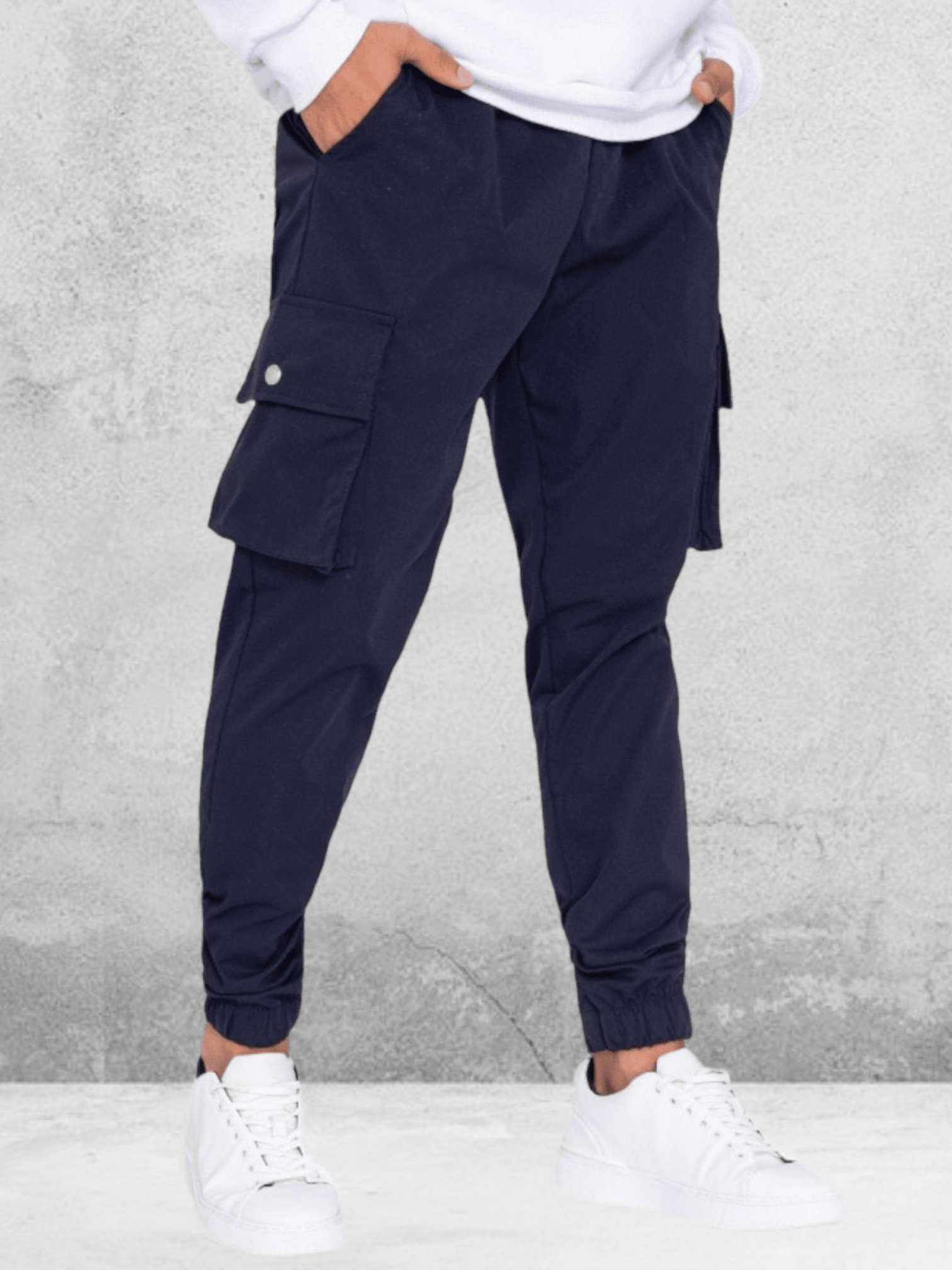 Aarhon - Pantalon cargo bleu marine
