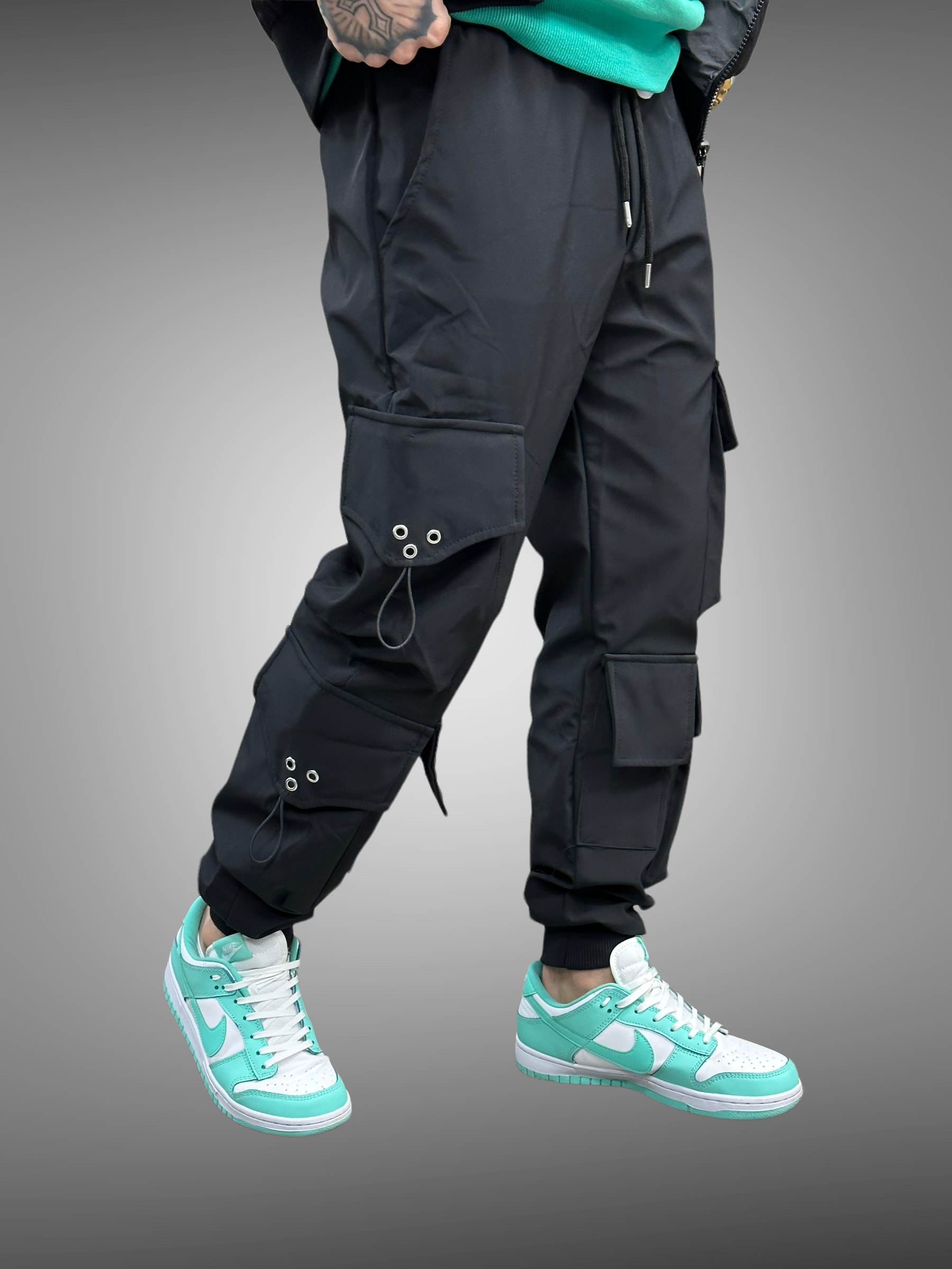 Aarhon - Pantalon cargo noir #8053