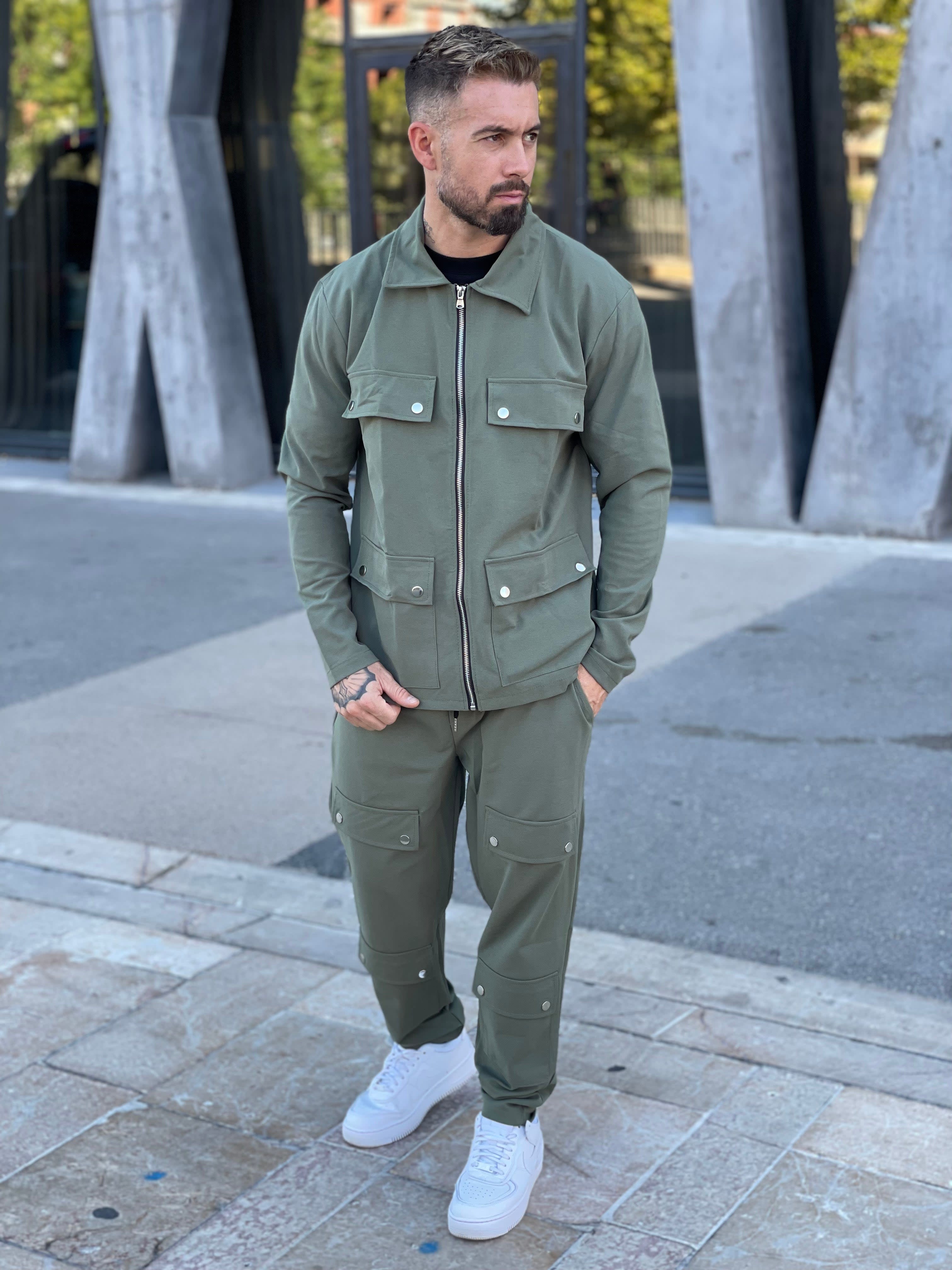 Aarhon - Ensemble cargo pression kaki