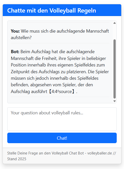 Volleyball Regeln Chat Bot