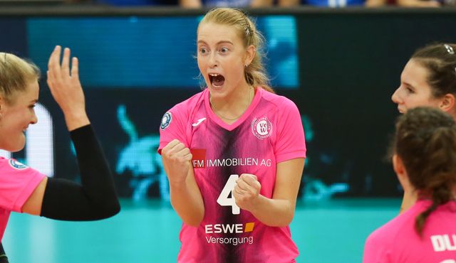 3:2: VCW gewinnt Volleyball-Krimi gegen den USC Münster Foto: VC Wiesbaden 3:2: VCW gewinnt Volleyball-Krimi gegen den USC Münster - Foto: VC Wiesbaden