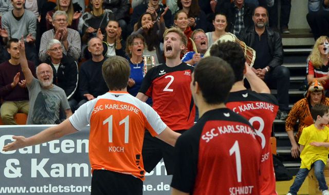 Zweiter Heimsieg für die Drittliga-Volleyballer des SSC Karlsruhe Foto: SSC Karlsruhe Zweiter Heimsieg für die Drittliga-Volleyballer des SSC Karlsruhe - Foto: SSC Karlsruhe