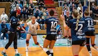 Jubelnde AllgäuStrom Volleys nach einem Punktgewinn gegen Wiesbaden II  Foto: Dominik Berchtold