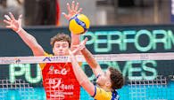 In der kommenden Saison werden Corey Mayotte (li) und Paul Klimm gemeinsam auf einer Seite des Netzes stehen. Foto: Jasmina Frauendorf
