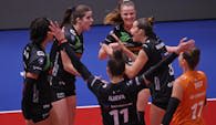 Die Ladies in Black freuen sich auf das nächste Heimspiel und die Gäste aus Borken  Foto:  LiB Aachen// Andreas Steindl
