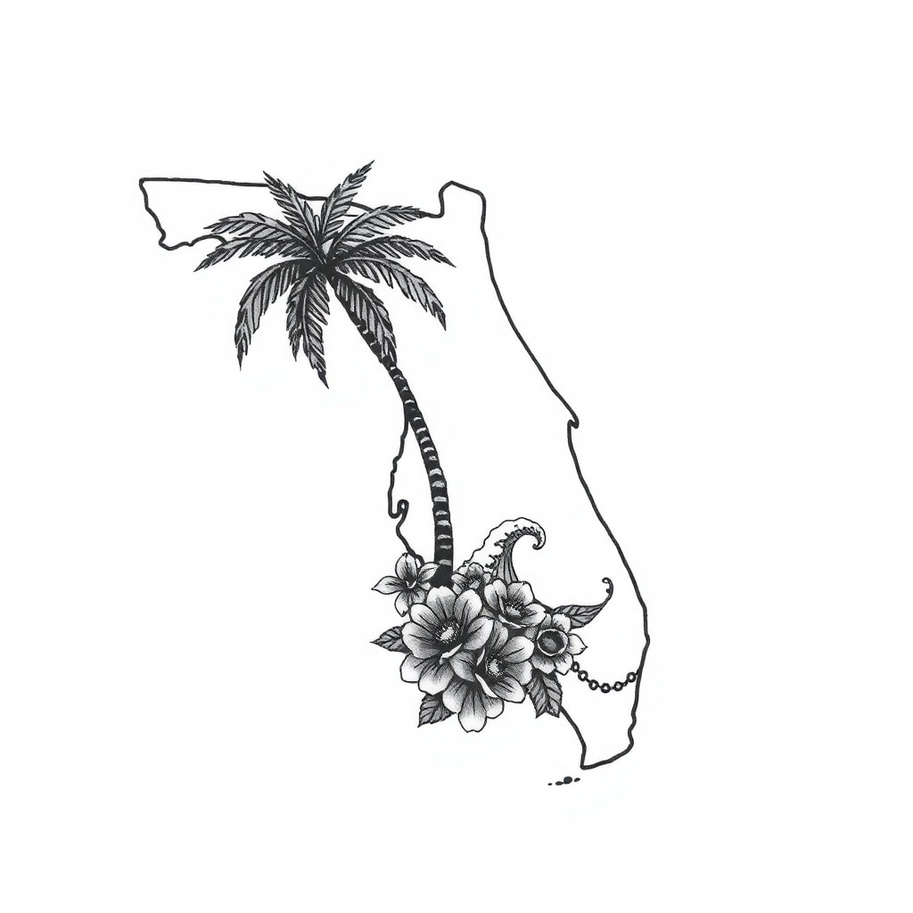 Outline Florida Tattoo Design 3
