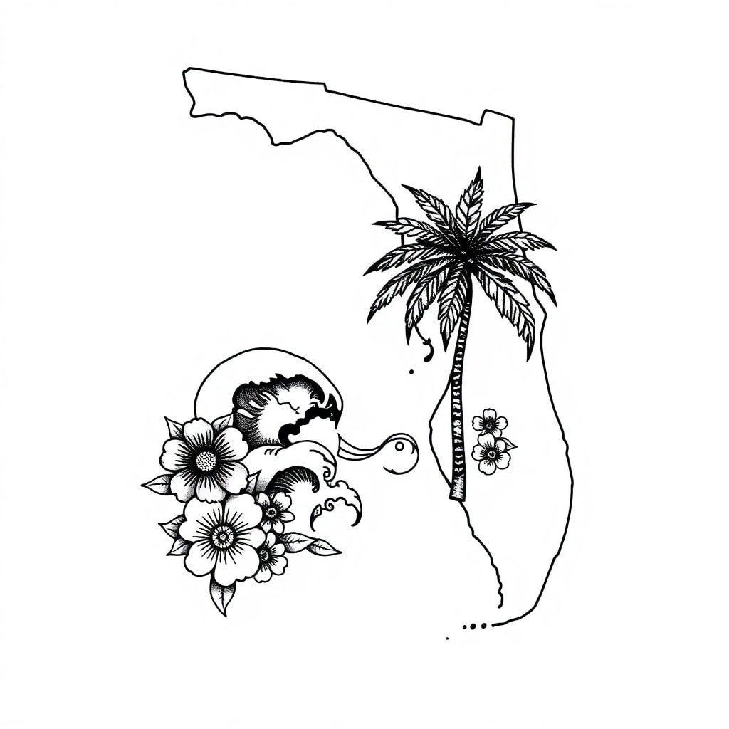 Outline Florida Tattoo Design 2