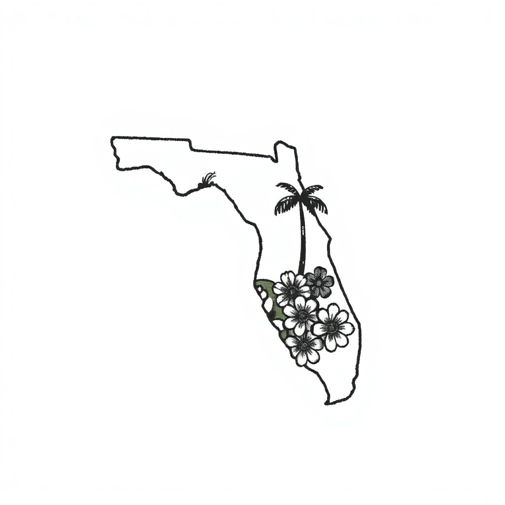 Outline Florida Tattoo Design 1