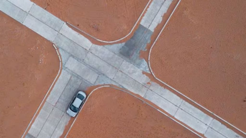 Bild einer Kreuzung aus der Vogelperspektive