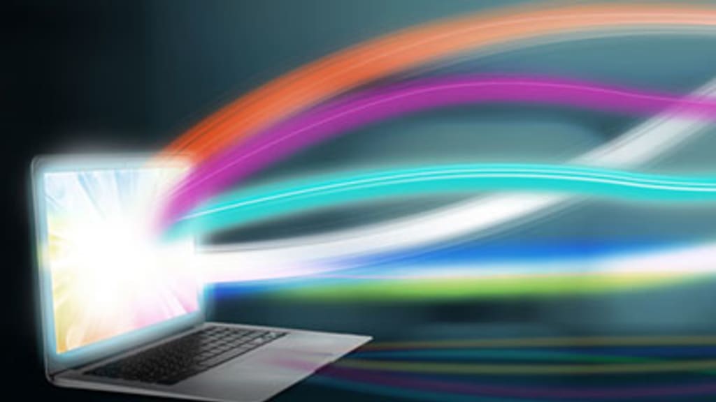 Illustration eines Laptops. Digitale Verkaufsplattformen.