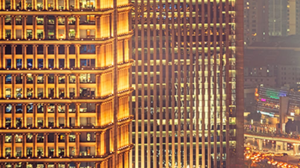 Chinesische Stadt bei Nacht