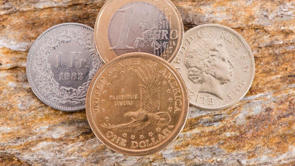 Euro and USD coins