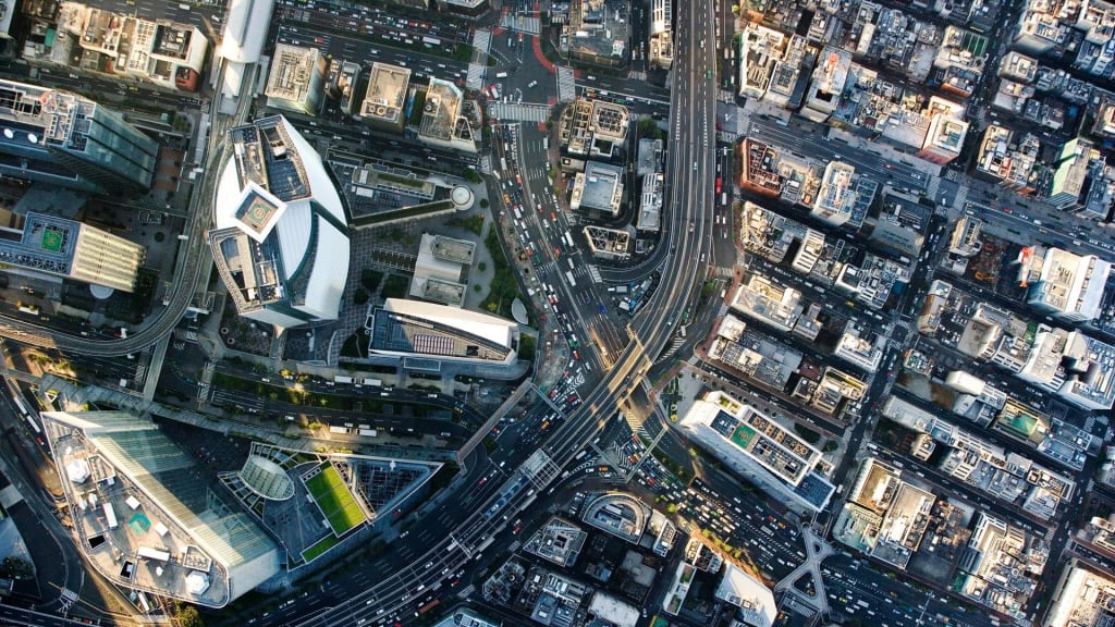 Bild einer Stadt aus der Vogelperspektive