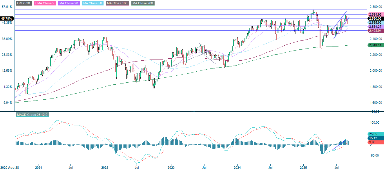 Five year past performance of the OMXS30