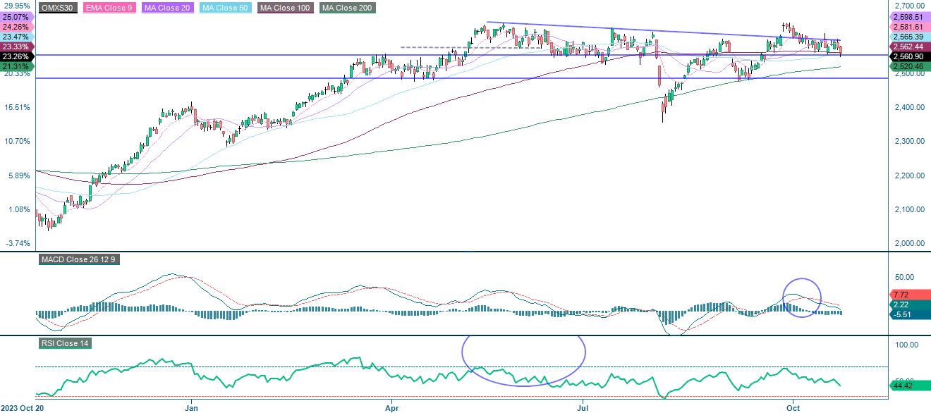 Kursutvecklingen för OMX under ett år