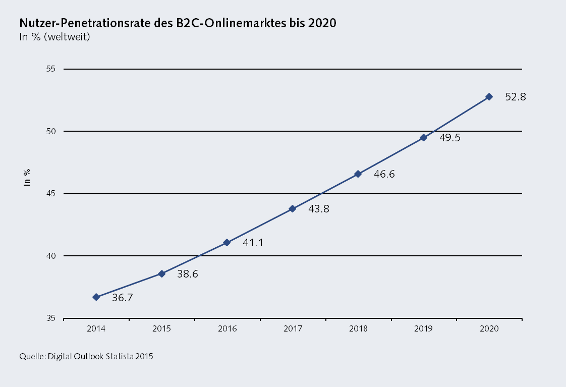 Nutzer-Penetrationsrate des B2C-Onlinemarkts bis 2020