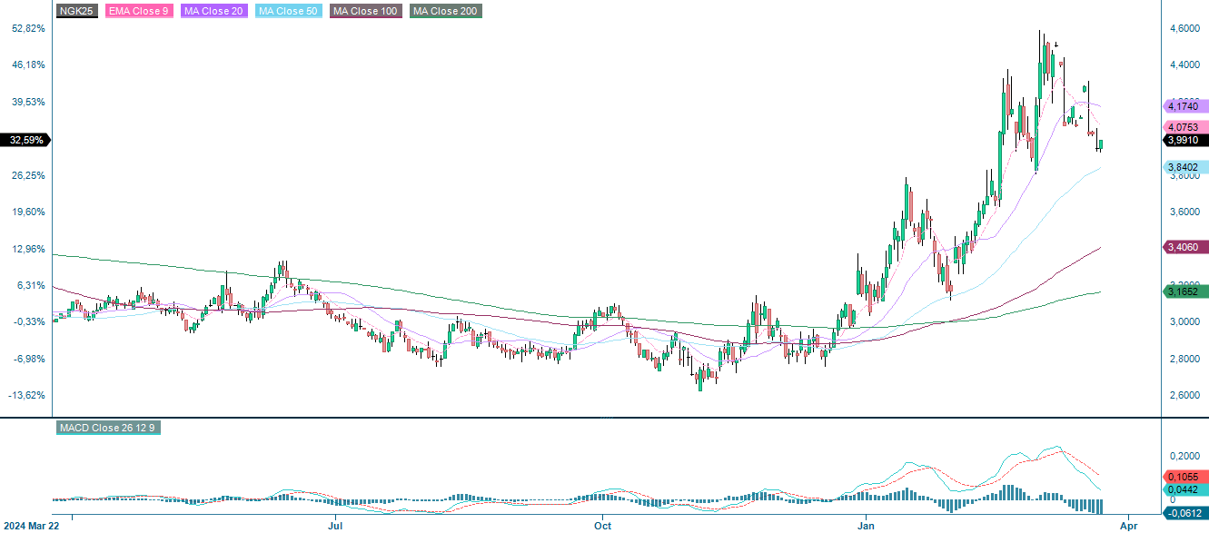 Natural gas price one year performance