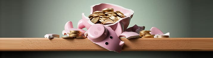 Zerbrochenes Sparschwein Header