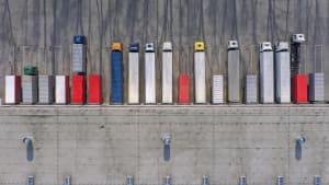 Picture of trucks taken from above