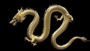 Goldener Drachen auf schwarzem Hintergrund