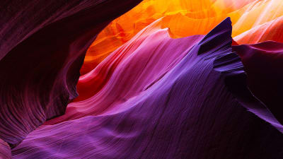 Front view of pink and orange mountains
