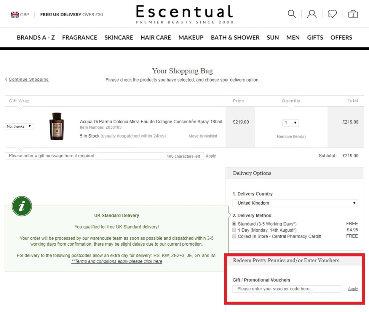 escentual new customer discount