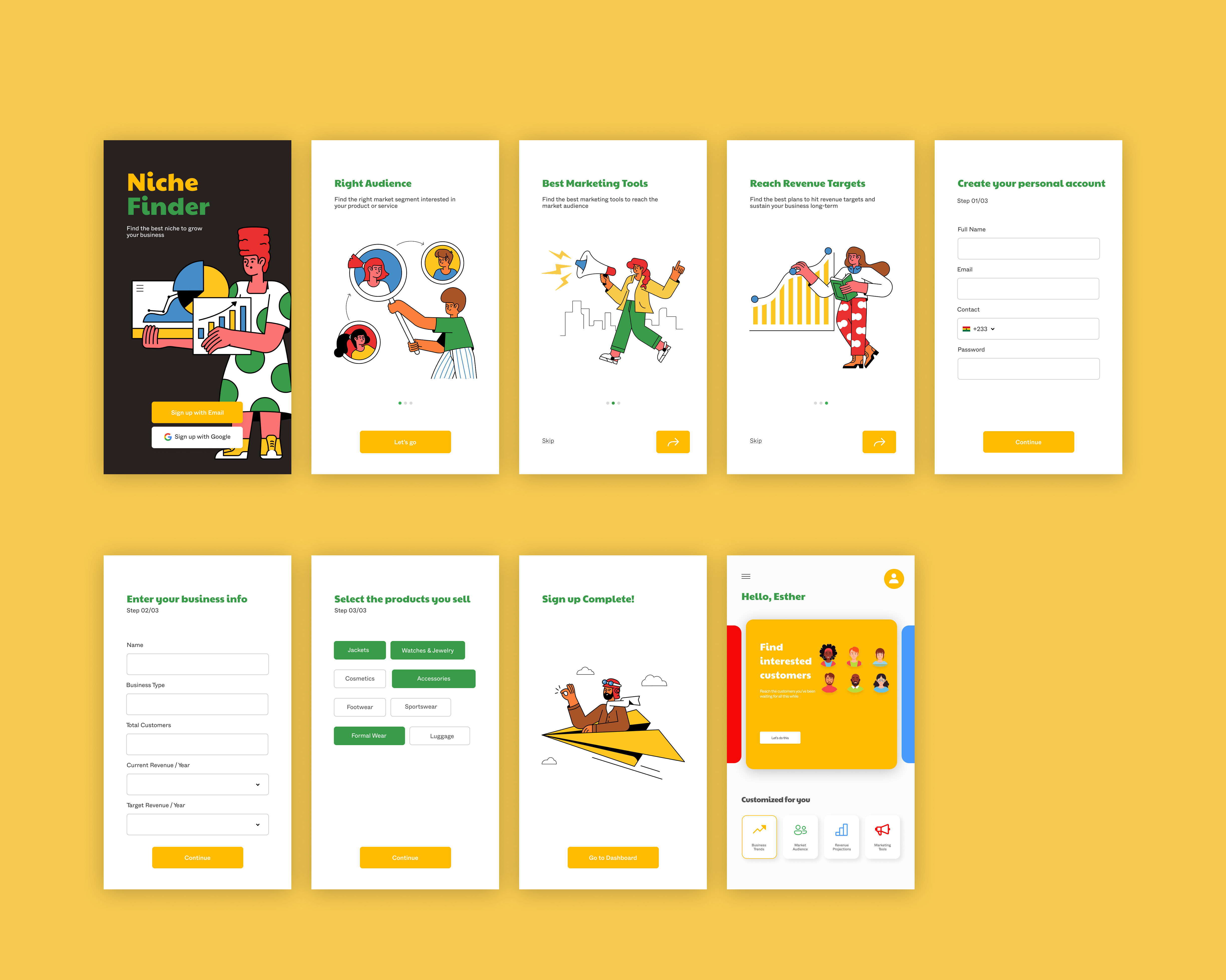 Wireframe for Niche Finder Project